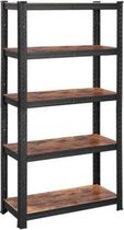 Segenn's  boekenprek -  opbergrek -  5 planken -  keukenplank - plank - Rek -  150 x 75 x 30 cm -  belastbaar tot 650 kg -  verstelbare planken - industriële stijl - zwart-vintage