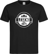 Zwart T-Shirt met “ Legend sinds 1971 “ print Wit  Size XXL