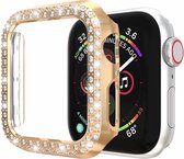 Apple Watch 44MM Diamanten Bumper Hoesje - Kunststof - TPU - Cover - Apple Watch Case - Rose Goud