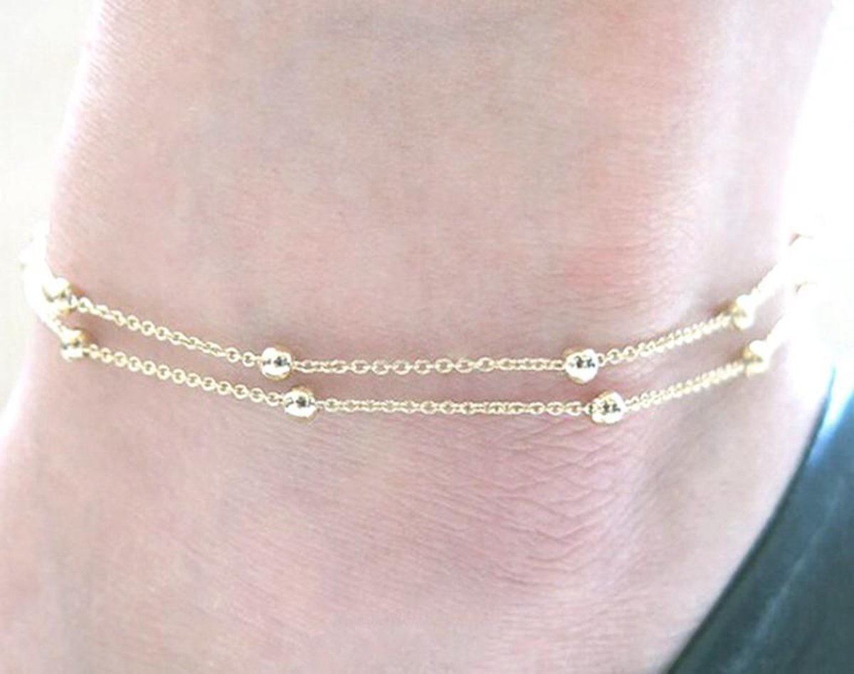 Enkelbandje met bolletjes | goud gekleurd