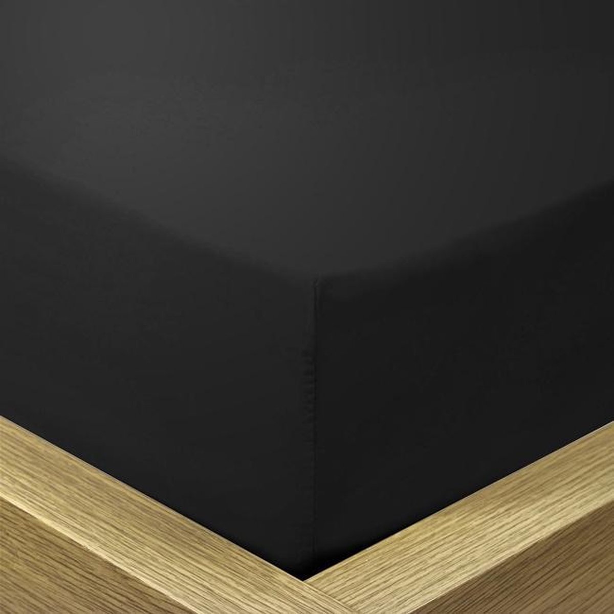 Beau Maison - Hoeslaken 100% Hoogwaardig Katoen - Zwart - 200x220 + 40cm