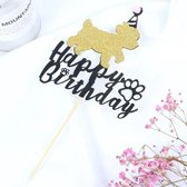 Happy Birthday taart topper voor de hond roze - taarttopper - hond - taart - verjaardag