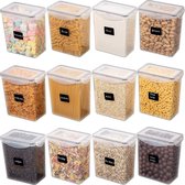 Set de 12 contenants de stockage de contenants de Céréales étanches à l'air et sans BPA de 1,6 L avec stylo, cuillères et étiquettes, idéal pour le riz, le sucre, la farine et les pâtes