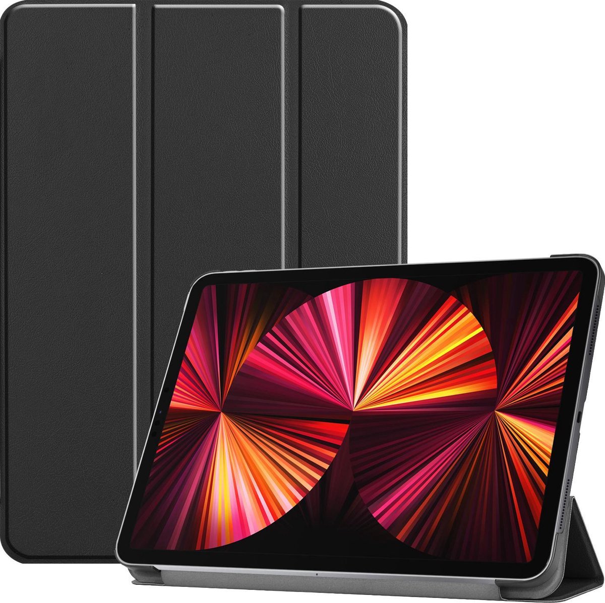 Hoesje Geschikt voor Apple iPad Pro (2021) - 11 inch - 3e generatie - Dun & Stevig - Trifold Bookcase - Hard Cover - Hardcover Book Case - Tablet Hoes - Zwart