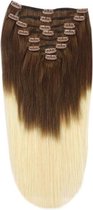 Remy Human Hair extensions straight 18 - bruin / blond T4/613