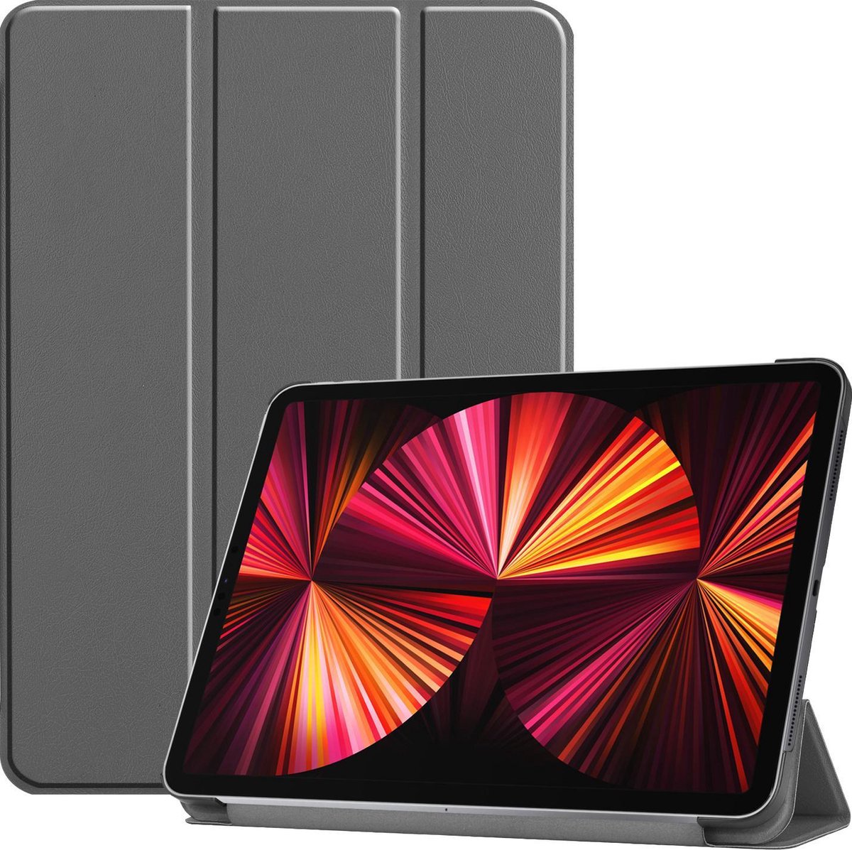 Hoesje Geschikt voor Apple iPad Pro (2021) - 11 inch - 3e generatie - Dun & Stevig - Trifold Bookcase - Hard Cover - Hardcover Book Case - Tablet Hoes - Grijs