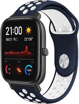 Siliconen Smartwatch bandje - Geschikt voor  Xiaomi Amazfit GTS sport band - blauw/wit - Horlogeband / Polsband / Armband
