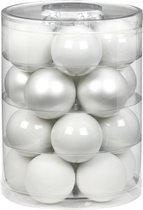 60x stuks glazen kerstballen elegant wit mix 6 cm glans en mat - Kerstboomversiering/kerstversiering
