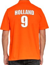 Oranje supporter poloshirt - rugnummer 9 - Holland / Nederland fan shirt / kleding voor heren XL