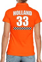 Oranje race supporter poloshirt - nummer 33 - Holland / Nederland fan shirt / kleding voor dames L