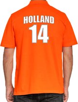 Oranje supporter poloshirt - rugnummer 14 - Holland / Nederland fan shirt / kleding voor heren L