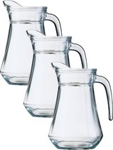 3x stuks glazen schenkkan/karaf 1 liter - Sapkannen/waterkannen/schenkkannen