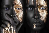 Exclusive - Model - Double Faces Gold - 98x148cm - Glasschilderij - Wanddecoratie & Schilderijen
