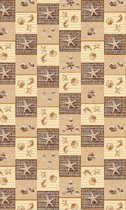 Ikado  Antislipmat op maat,beige, schelpen en zeesterren  65 x 600 cm