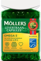 Möller's Omega-3 Levertraan Capsules - 160 capsules - Pure Levertraan uit Noorwegen - MSC visolie van wilde Noorse kabeljauw