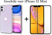 iPhone 12 mini hoesje apple siliconen transparant case - Full cover - 1x iPhone 12 Mini Screen Protector