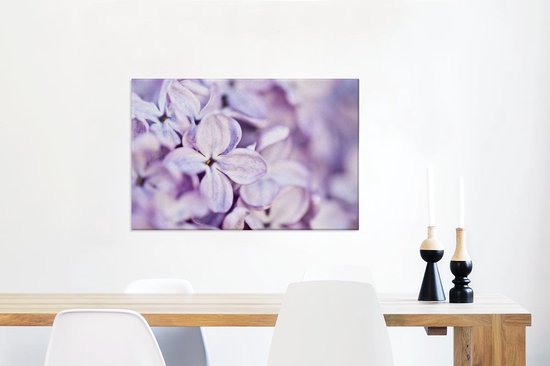Canvas Schilderij Close up van lavendel bloemen - 90x60 cm - Wanddecoratie