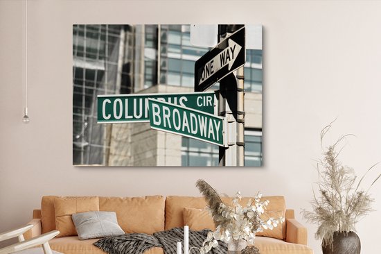 Image d'un panneau de signalisation de Broadway 160x120 cm - Tirage photo sur toile (Décoration murale salon / chambre) XXL / Groot format!