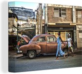 Voiture classique à Cuba 80x60 cm - Tirage photo sur toile (Décoration murale salon / chambre)