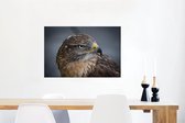 Canvas Schilderij Een buizerd van dichtbij - 60x40 cm - Wanddecoratie