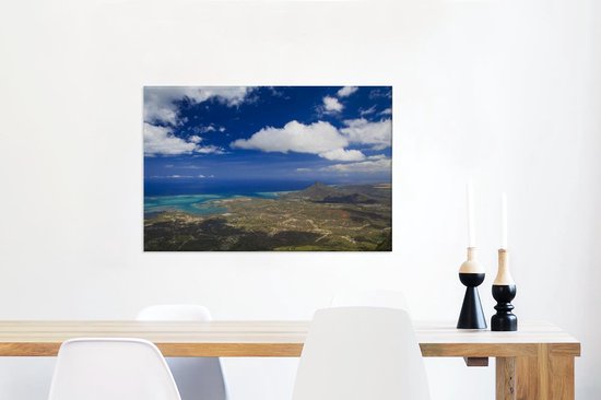 Une vue aérienne de l'île Maurice avec vue sur toile Blue Bay 90x60 cm - Tirage photo sur toile (Décoration murale salon / chambre)