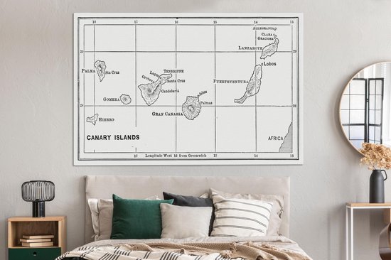 Peintures sur toile - Illustration d'une carte des îles Canaries - 150x100 cm - Décoration murale