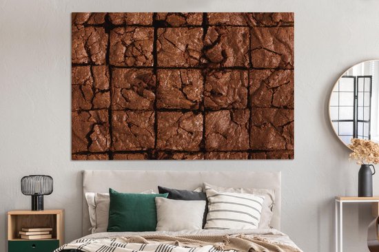 Canvas schilderij 150x100 cm - Wanddecoratie Beeldvullende brownies - Muurdecoratie woonkamer - Slaapkamer decoratie - Kamer accessoires - Schilderijen