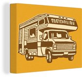 Canvas Schilderij Vintage illustratie van een camper - 80x60 cm - Wanddecoratie