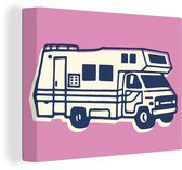 Illustration d'un campeur sur une toile de fond rose 2cm 80x60 cm - Tirage photo sur toile (Décoration murale salon / chambre)