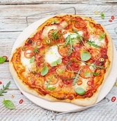 Pizzasteen met houder met handvaten -Pizzasteen Ø 33cm - Pizzasteen BBQ - Pizzasteen oven - Pizzaplaat - Pizza baksteen - Pizza