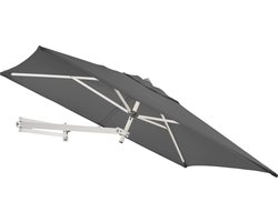 Easysol Parasol - Muurparasol - Balkonparasol - Donkergrijs - 200 x 140 cm (L x B) - RECHTHOEKIGE Parasol - Parasols - Balkon Parasol - Tuinparasol - Balkonparasol kantelbaar - Wandparasol
