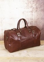 Viabologna - Cuir - sac week-end - sac de voyage - modèle "Corvara" en cuir italien marron cognac.