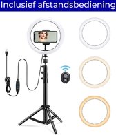 Led Ringlamp Met Statief  – Incl Telefoonhouder - Ring Light Lamp - TikTok – Vlog – Selfie - Bluetooth Afstandsbediening