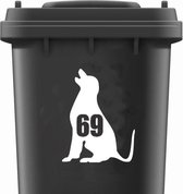 Kliko / Container stickers huisnummer WIT | HOND Labrador Kliko sticker | Weersbestendige cijfer stickers 1234567890 | containerstickers | kliko container
