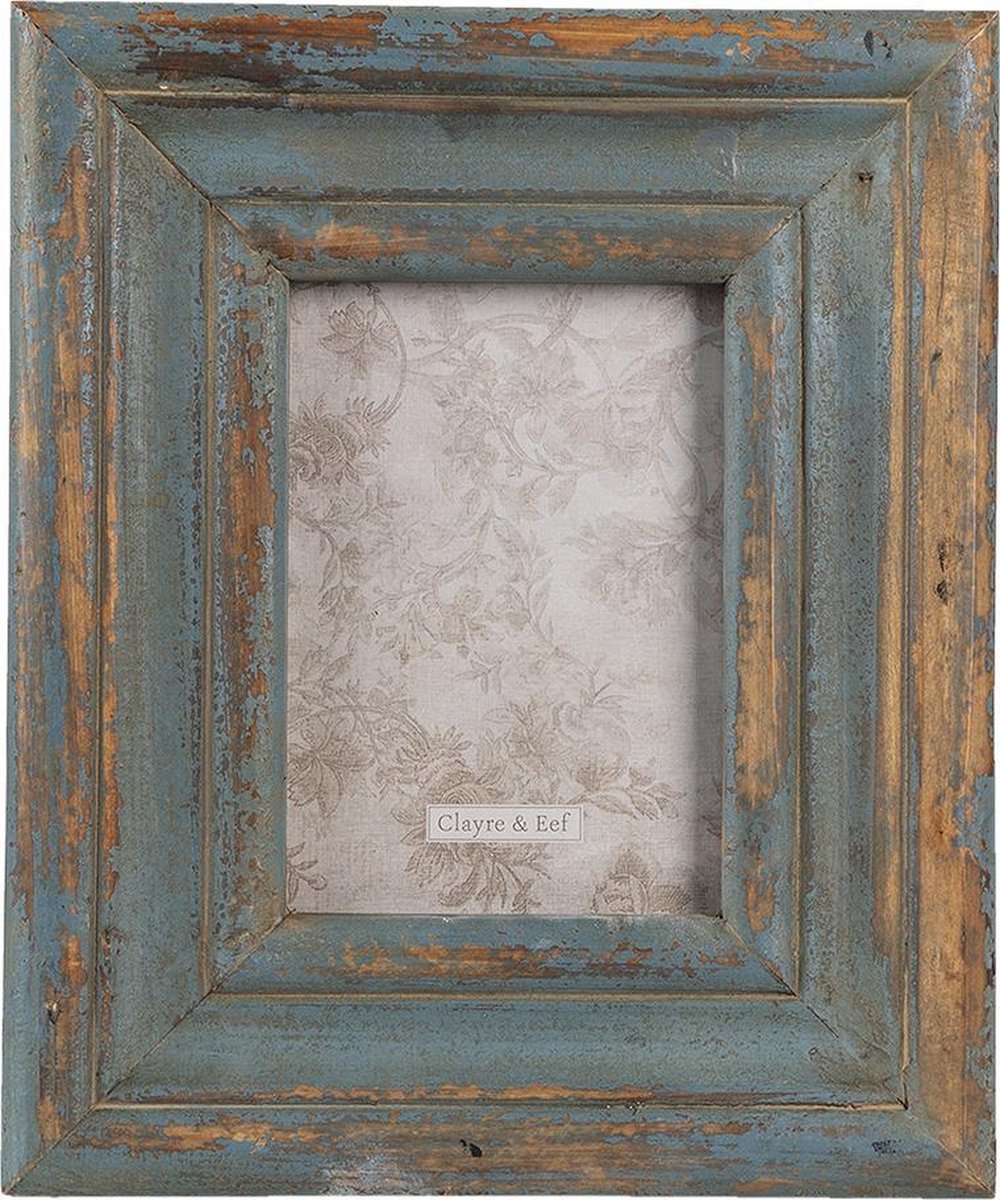 Clayre & Eef Cadre photo 18x24 cm Bleu Beige Bois Rectangle