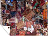 Tuin decoratie Vrouw ligt op Turkse tapijten - 40x30 cm - Tuindoek - Buitenposter