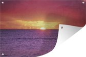 Muurdecoratie Zonsondergang over paarse zee - 180x120 cm - Tuinposter - Tuindoek - Buitenposter