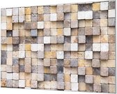 Wandpaneel Stenen mozaiek  | 150 x 100  CM | Zilver frame | Wand-beugels (27 mm)