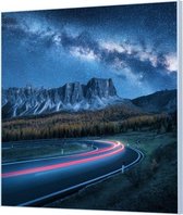 HalloFrame - Schilderij - Sterrennacht Boven Bergen Wand-beugels - Zilver - 120 X 120 Cm