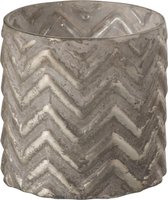 J-Line Windlicht Zigzag Glas Grijs/Champagne Small Set van 3 stuks