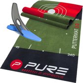 Pure2Improve Combideal Golf Putting Mat inclusief Putt trainer De mat is 65 x 300cm