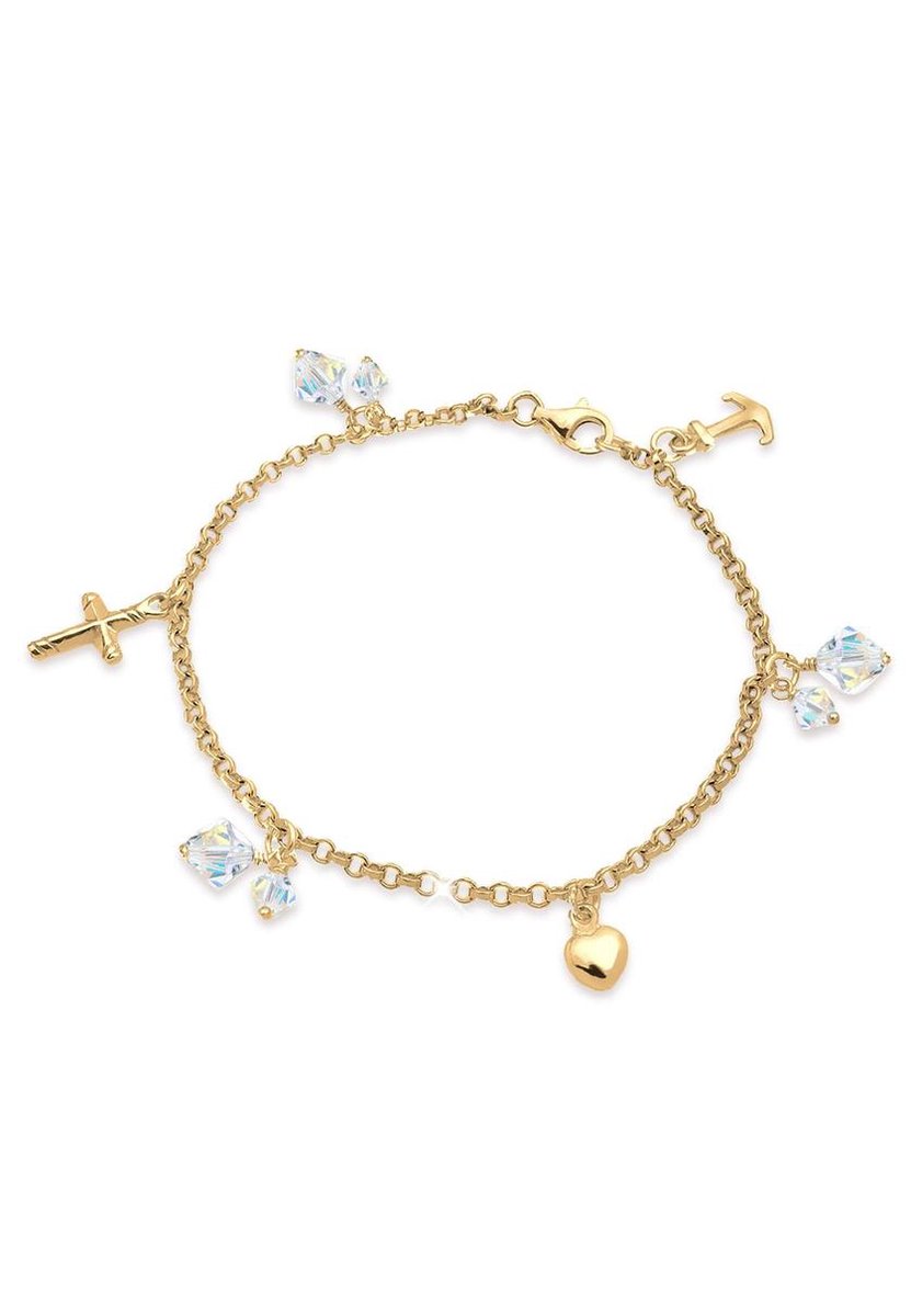 Elli - Armband - Dames Kruis Hart Anker met Kristallen in 925 Sterling Zilver - Dames