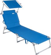Casaria Ligbed 'Ibiza' met zonnedak aluminium blauw 190 x 59 x 29cm