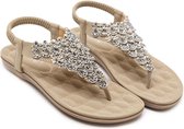 Sandalen - Dames - Somme Bohemian - Met veel kleine diamanten - Geel - maat 37