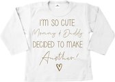 Shirt grote broer-grote zus-I'm so cute-wit-goud-Maat 98