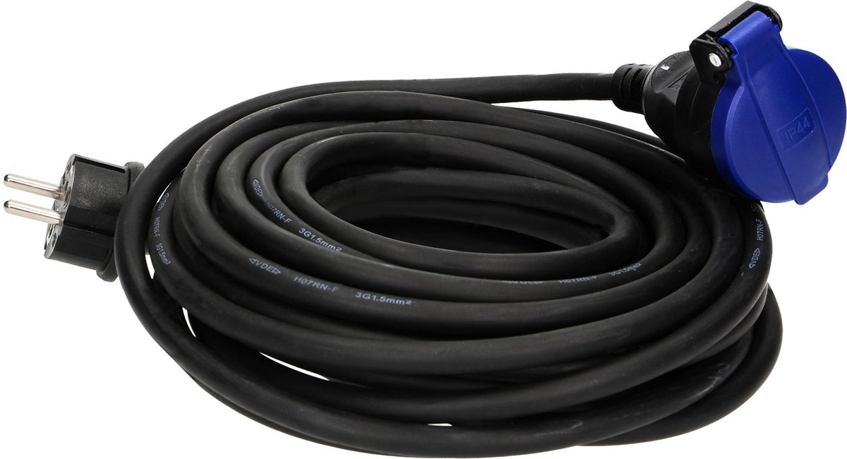 Calex verlengkabel - Zwart - IP44 - 15m - Tuincentrum