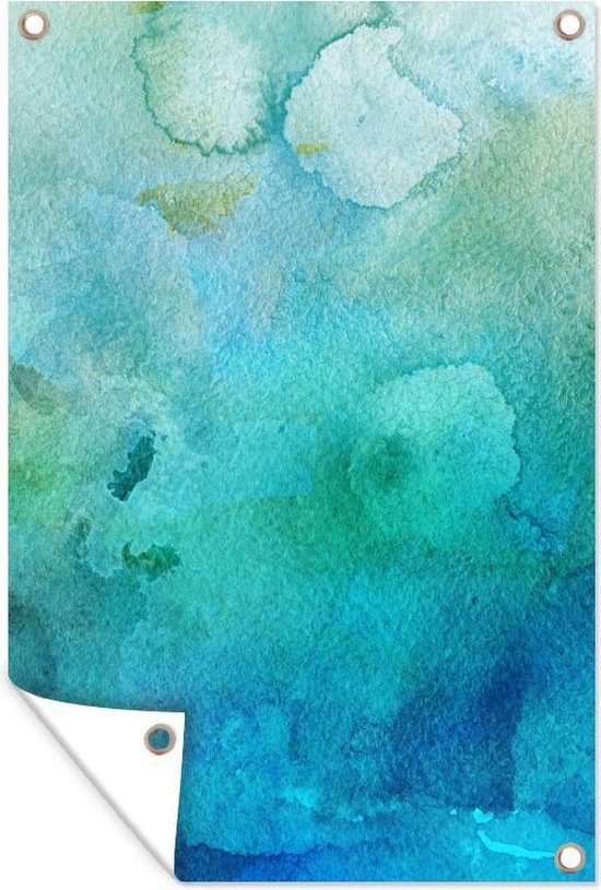 Décoration de jardin Aquarelle - Blauw - Blauw foncé - 40x60 cm - Poster jardin - Toile jardin - Poster extérieur