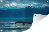 Muurdecoratie Staart van een grote bultrug walvis - 180x120 cm - Tuinposter - Tuindoek - Buitenposter