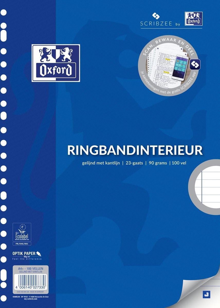 Oxford - ringbandinterieur - A4 - lijn - 100vel