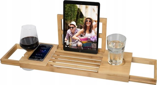 Viento Badrek – Badmeubel – Luxe Bad plank – Bamboe badrekje – Tablet houder  – Boeken... | bol.com